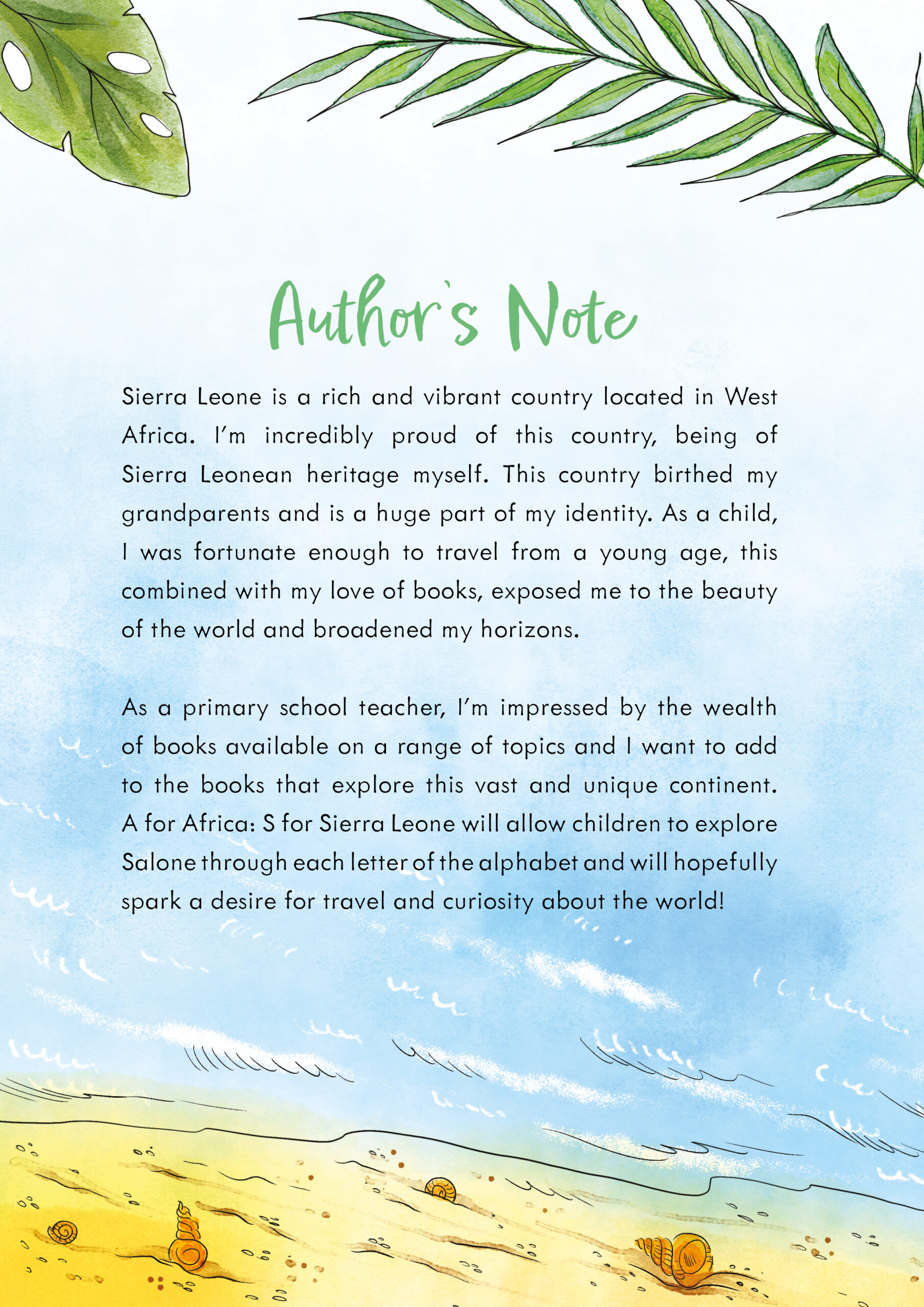 A For Africa: S For Sierra Leone Author's Note